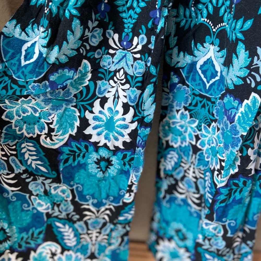 Blue Floral Corset Style Jumpsuit w/ Adjustable Straps & Pockets Xhilaration S - Picture 4 of 8